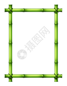 绿竹棒空白框作为外来装饰热带气候设计要素由用草绳捆绑在孤立的白色背景上杆子组成背景