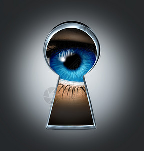 透过一个关键孔代表间谍的隐私和安全概念以及私密内容的保图片