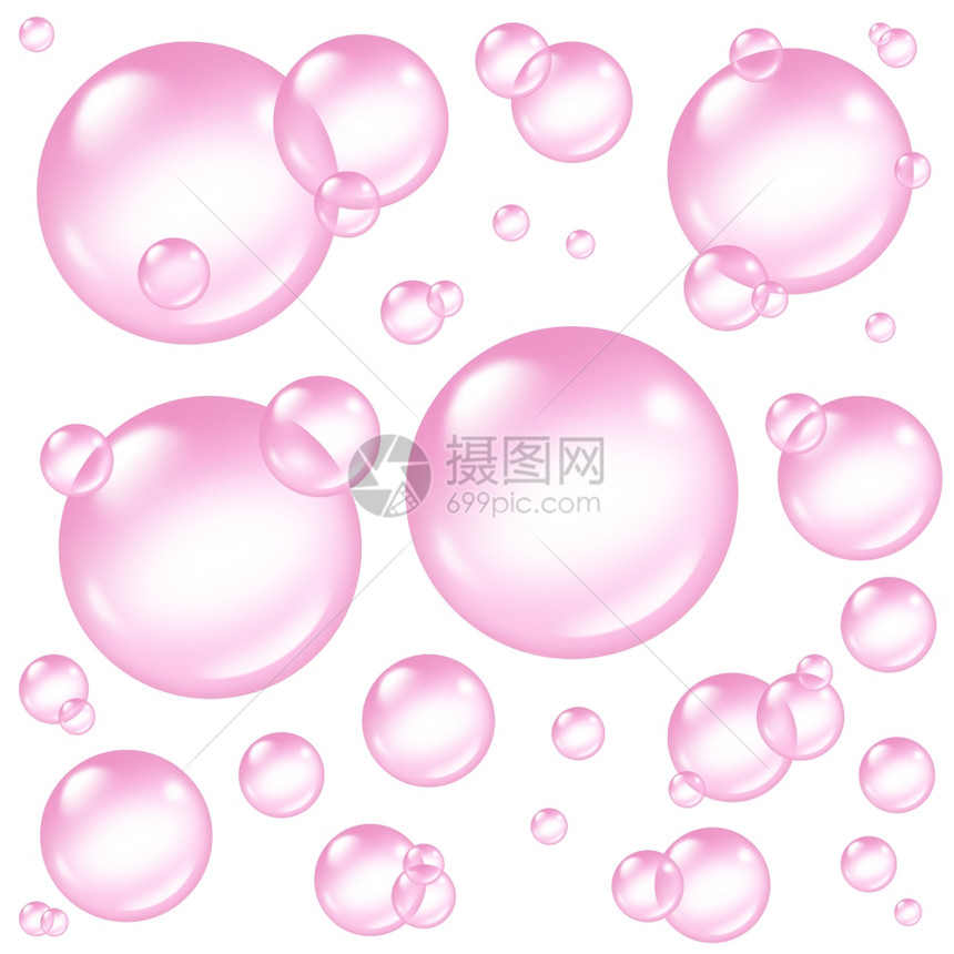 粉色泡设计元素是孤立的球体和微妙透明达因蒂肥皂泥气泡成分以许多圆形大小的斜体漂浮作为清洁的粉红色的洗标志图片