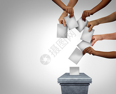 社区内容宣传栏展板社区投票问题和的概念是多元文化的手在投票站持空白选投人与3个插图内容混淆背景