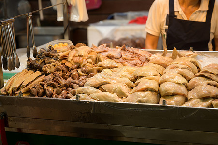 中华镇街头夜市的食品背景图片