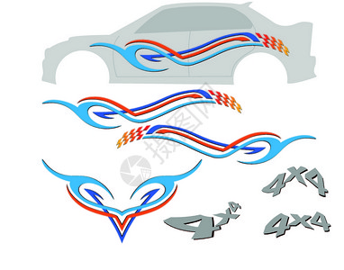 普锐斯汽车车辆车身贴图插画