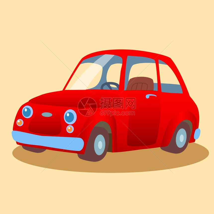 小型家用的红色小轿车图片