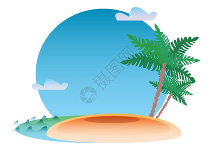 泰国涛岛热带度假地背景海洋岛屿和棕榈旅行休闲插画