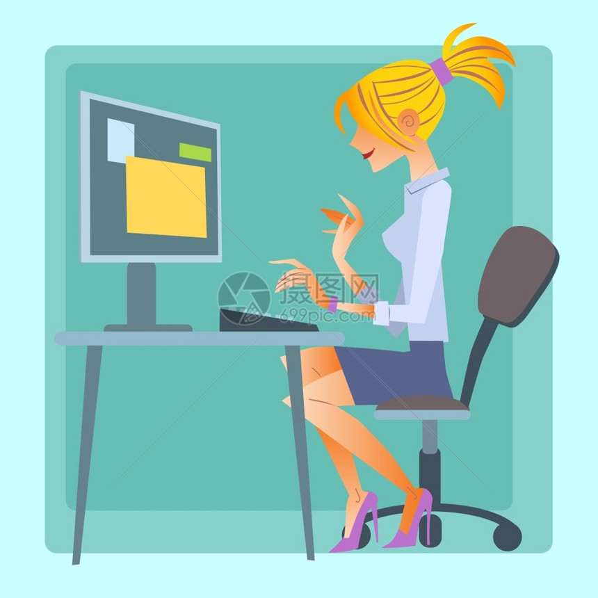女人在办公室用计算机网络合作图片