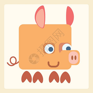 捂眼睛的小猪可爱卡通微笑猪宝宝插画