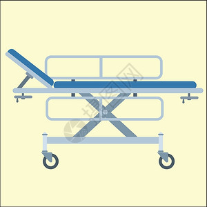 麻痹医院运输轮车的医疗担架床插画