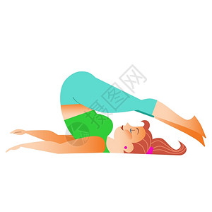 女人在躺着做瑜伽健身图片