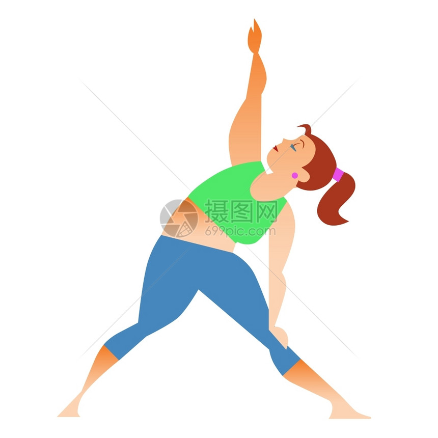 女孩在分腿做健身运动图片