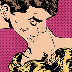 男人和女亲吻爱情浪漫流行艺术图片