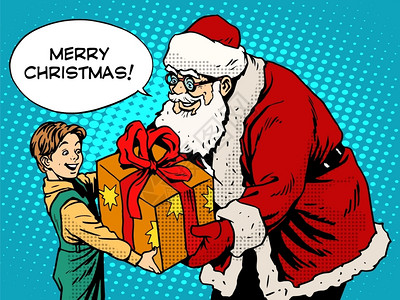圣诞老人工作一位小女孩收到来自圣诞老人的礼物插画