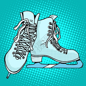 冰刀一双冬季运动滑冰比赛溜冰鞋插画