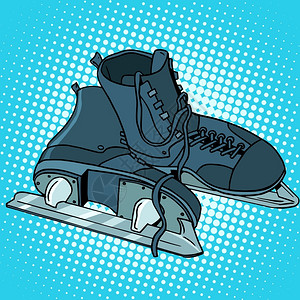 溜冰鞋复古卡通插画图片