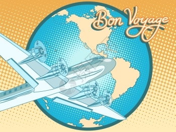 5月旅行季波普艺术安全飞行海报插画