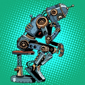 波普艺术思考的机器人插画
