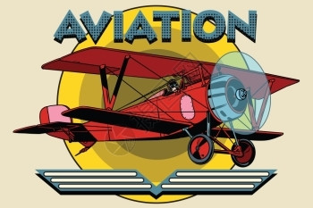 复古两翼飞机航空海报图片