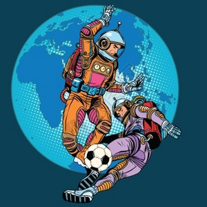 足球比赛宇航员玩流行艺术图片
