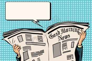 报纸漫画素材读新闻报纸的人和对话框插画