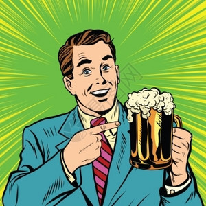啤酒吧和精饮料的逆向广告啤酒流行艺术的逆向男人高清图片