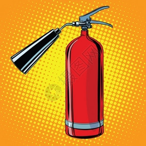 现实的红色消防灭火器流行艺术反向矢量消防工具图片