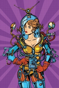 漂亮女宇航员科幻插画图片