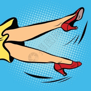 漫画腿波普艺术跌倒的女人插画