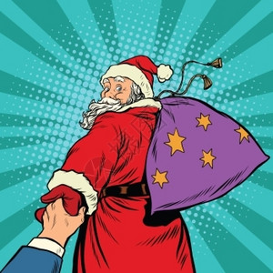背着圣诞礼物的圣诞老人背景图片
