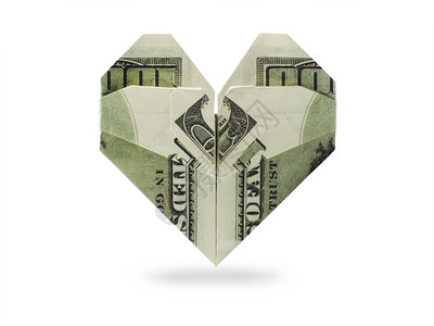 折纸心形美元钞票图片