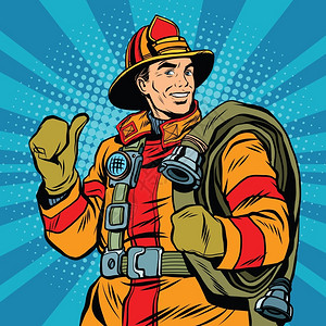 消防志愿者穿制服的消防员插画