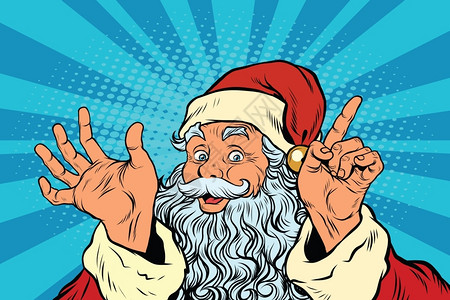 幸福圣诞节说话的圣诞老人插画设计图片