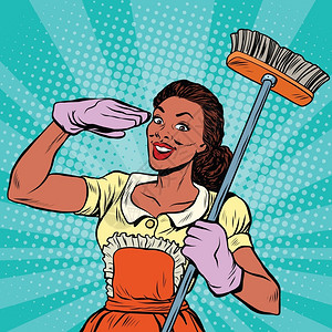 非裔女子清洁工作人员 图片