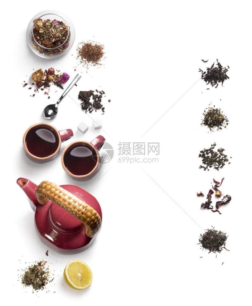 白色背景的茶叶附件图片