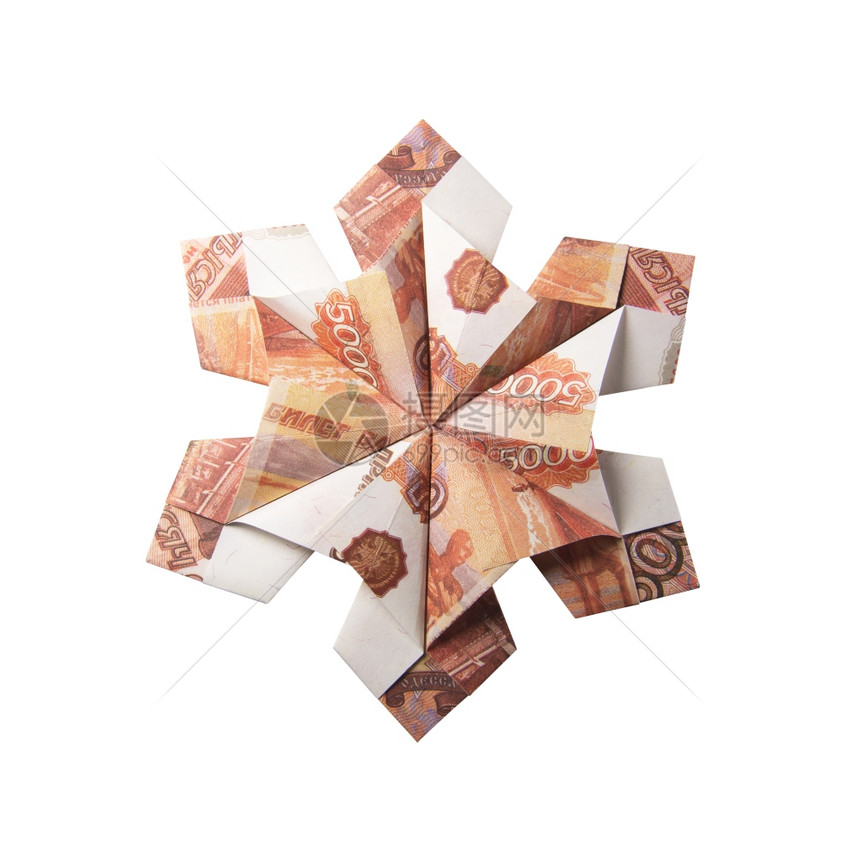 雪花折纸由白底钞制成图片