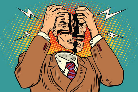脑膜炎流行艺术抽象概念头痛的男人插画