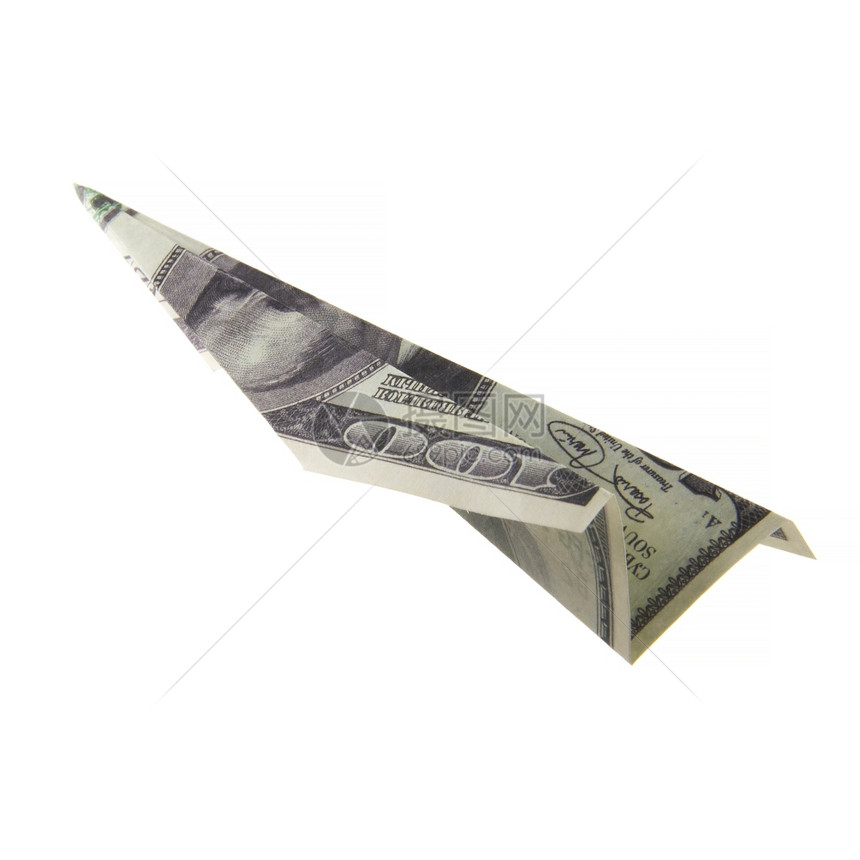 白背景钞上的折飞机图片