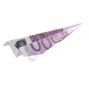 白背景钞上的折飞机背景图片