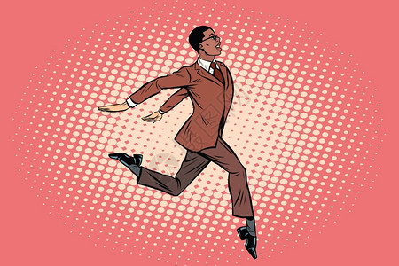 踮起脚尖奔跑的男人插画