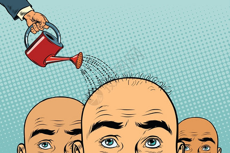 水男人艺术表现秃头男性头发问题插画