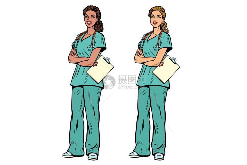 非裔护士和白人护士图片