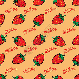 带草莓的无缝模式海报传单菜的设计元素矢量插图背景图片