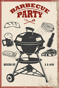 烧烤派对宣传单模板烧烤肉啤酒屠宰工具海报设计图片