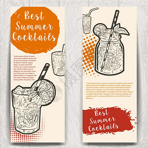 鲜榨果汁传单鸡尾酒宣传单模板矢量图插画