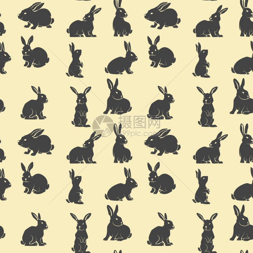 兔子的无缝模式矢量设计元素图片