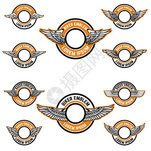 权威标签带翅膀的空白徽章自行车俱乐部的标签模板赛车手社区矢量插图插画