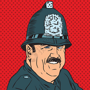 流行艺术反向矢量图解英国警官的反向画像背景图片