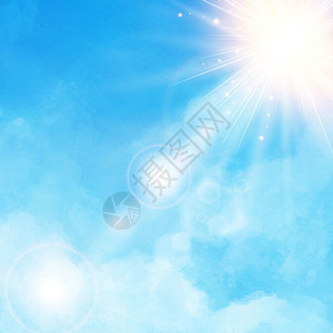 蓝色天空中的白云层细节有阳光日背景背景图片