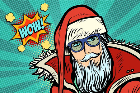媚俗的流行艺术戴眼镜的圣诞老人设计图片