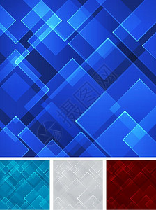 抽象蓝色红灰方形技术激光矢量背景图片