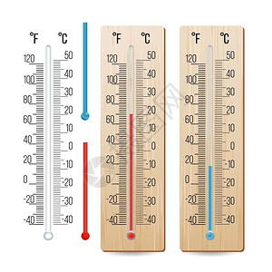 映霜红气象温度计矢量红和蓝不同水平孤立图示温度计矢量图插画