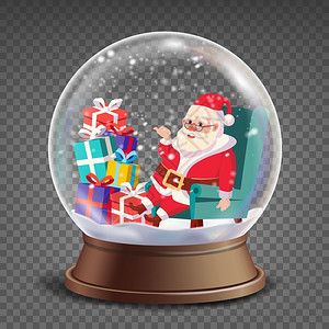 玻璃球中的圣诞老人背景图片